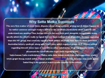 Satta Matka Gaming Tips & Information