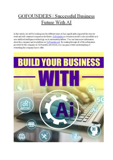 GOFOUNDERS | Successful Business Future With AI