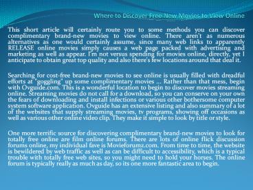 Where to Discover Free New Movies to View