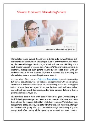 5 Reasons to outsource Telemarketing Services (1)
