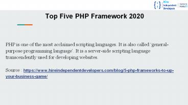 Top Five PHP Framework 2020