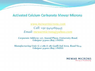 Activated Calcium Carbonate Mewar Microns