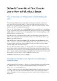 Online & Conventional Direct Lender Loans - How to Pick What’s Better PowerPoint PPT Presentation