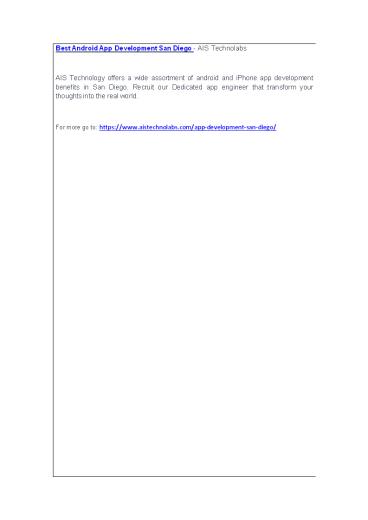 Best Android App Development San Diego - AIS Technolabs