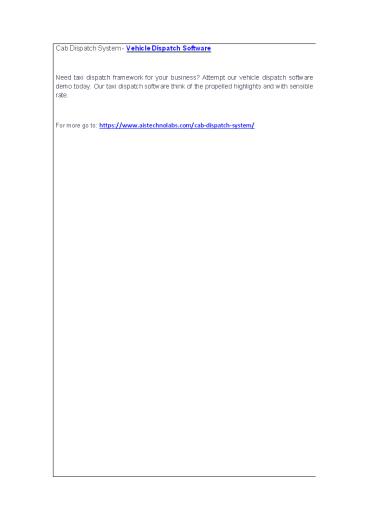 Cab Dispatch System - Vehicle Dispatch Software