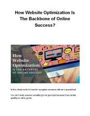 How Website Optimization Is The Backbone of Online Success?