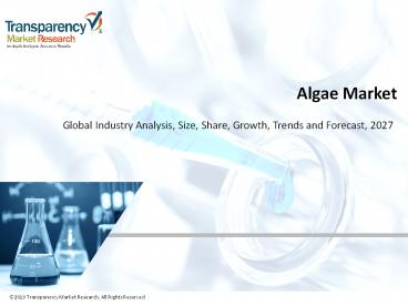 Algae Market to Register Substantial Expansion by 2027