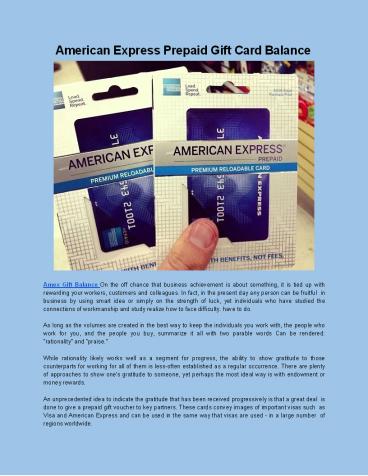 American Express Prepaid Gift Card Balance