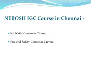 Fire and Safety Course in Chennai