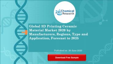 Global 3D Printing Ceramic Material Market 2020 by Manufacturers, Regions, Type and Application, For