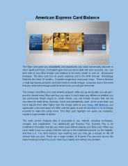 American Express Card Balance
