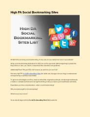 High PA Social Bookmarking Sites