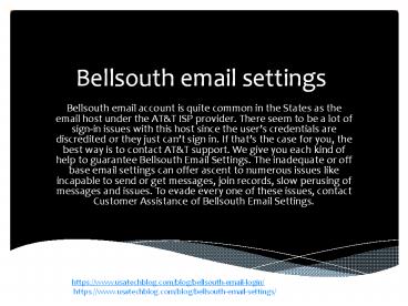 what is bellsouth email settings