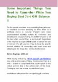 Some Important Things You Need to Remember While You Buying Best Card Gift Balance !!