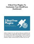 5 Best Free Plugins To Customize Your WordPress Dashboard PowerPoint PPT Presentation