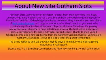 Gotham Slots - Brand New Slots Site to Play - Win Up to 500 Free Spins
