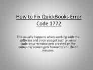 How to Fix QuickBooks Error Code 1772