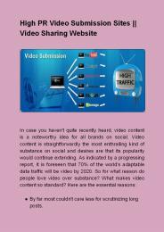 High PR Video Submission Sites ||  Video Sharing Website