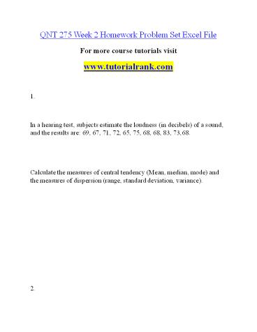 QNT 275T Academic Adviser |tutorialrank.com