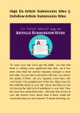 High Da Article Submission Sites || Dofollow Article Submission Sites PowerPoint PPT Presentation