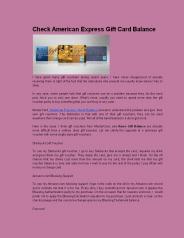 Check American Express Gift Cards Balance