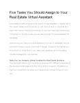 Five Tasks You Should Assign to Your Real Estate Virtual Assistant PowerPoint PPT Presentation