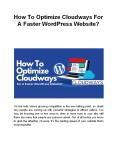 How To Optimize Cloudways For A Faster WordPress Website? PowerPoint PPT Presentation