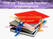 CYB 110   Experience Tradition --snaptutorial.com