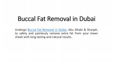 Buccal Fat Removal in Dubai