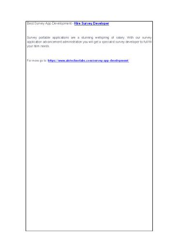 Best Survey App Development - Hire Survey Developer