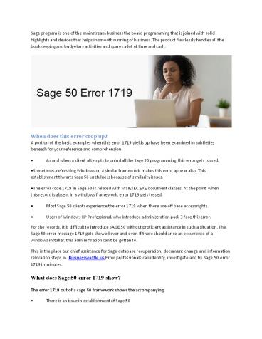 Sage 50 Error 1719 Resolved and Fix