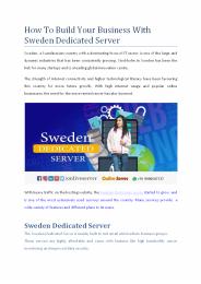 How To Build Your Business With Sweden Dedicated Server