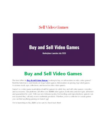 Sell Video Games