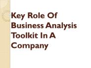 Key Role Of Business Analysis Toolkit In A Company