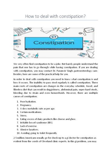 How to deal with constipation? | Dr. Paramvir Singh