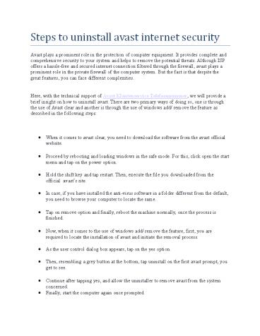 Stappen om avast Internet Security te verwijderen