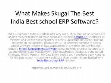 What Makes Skugal The Best India Best school ERP Software?