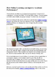 How Online Learning can improve Academic Performance?