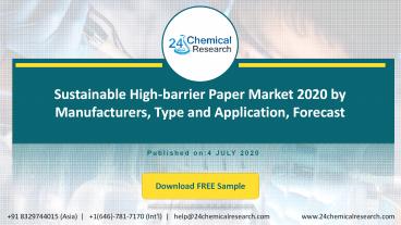 Sustainable High-barrier Paper Market 2020 by Manufacturers, Type and Application, Forecast to 2025