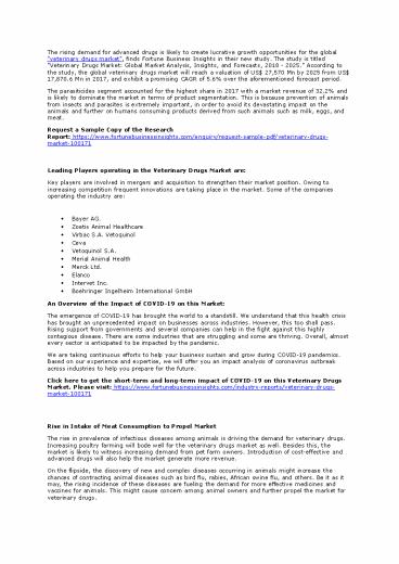 Veterinary Drugs Market 2020 Global Industry Share, Regional Industry Outlook, Size, Growth and Forecast 2025