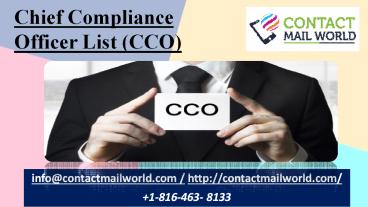 Chief Compliance Officer List (CCO)