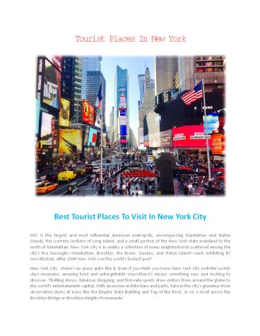 Tourist Places In New York