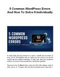 5 Common WordPress Errors And How To Solve It Individually PowerPoint PPT Presentation