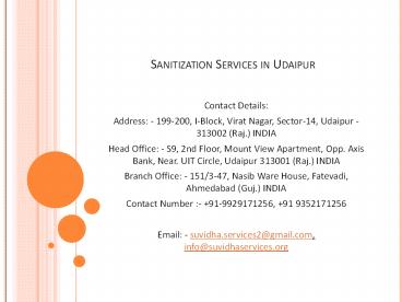 Sanitization Services in Udaipur