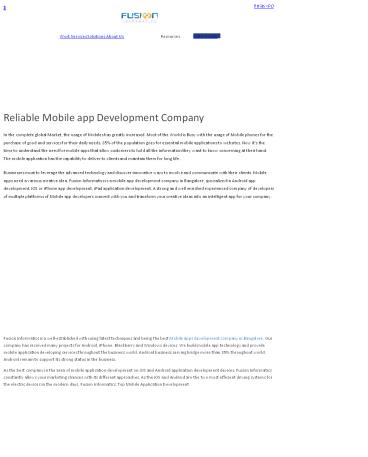 Mobile App Development Company in Bangalore