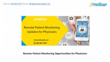 Remote Patient Monitoring Opportunities for Physicians