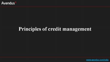 Principles of credit management