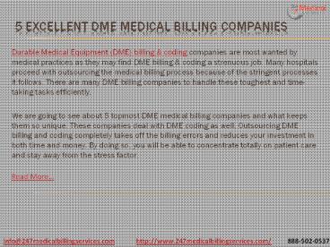 5 Excellent DME Medical Billing Companies
