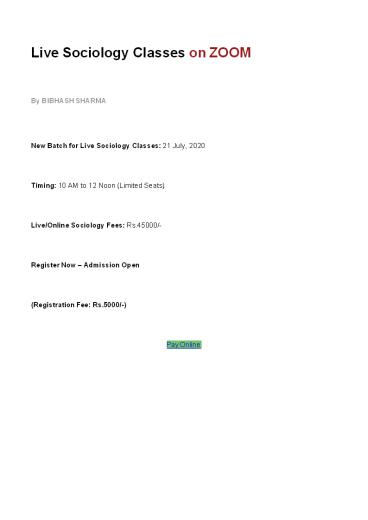 Sociology Optional Online Classes