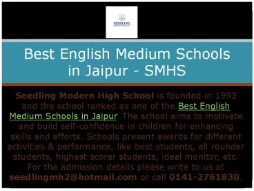Best English Medium Schools in Jaipur - SMHS
